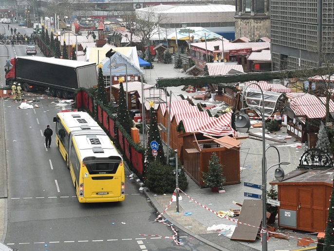 ‪موقع الهجوم الذي استهدفت فيه حافلة المتسوقين بأحد أسواق عيد الميلاد‬ (الأوروبية)