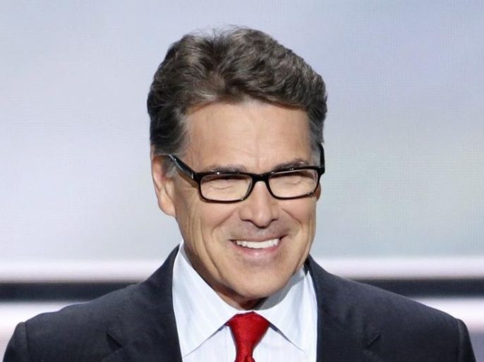 Former Texas Governor Rick Perry gestures during the first day of the 2016 Republican National Convention at Quicken Loans Arena in Cleveland, Ohio, USA, 18 July 2016. The four-day convention is expected to end with Donald Trump formally accepting the nomination of the Republican Party as their presidential candidate in the 2016 election.