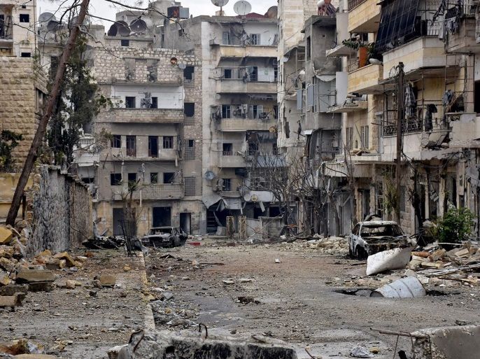 A handout photo made available by official Syrian Arab News Agency (SANA) shows destroyed buildings and vehicles in Al-Sukari and Ansari district in Aleppo, Syria, 23 December 2016. The Syrian General Command of the Army and the armed forces on 22 December 2016 announced the return of security and safety to the city of Aleppo after its liberation. EPA/SANA / HANDOUT