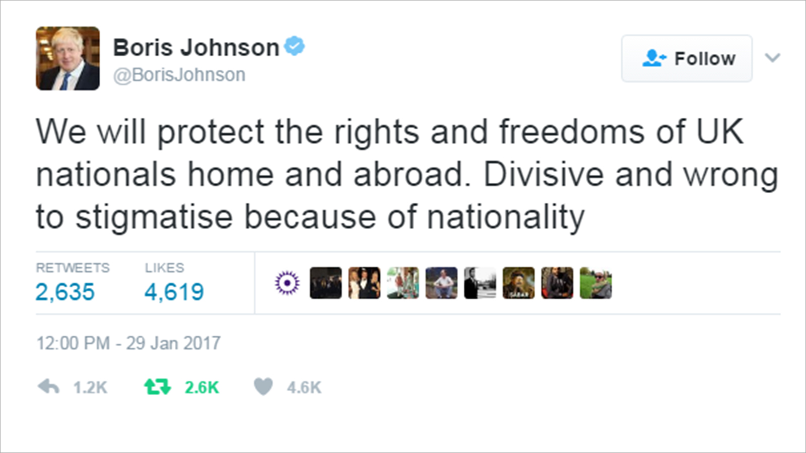 ‪تغريدة جونسون في حسابه على تويتر‬  (مواقع التواصل)