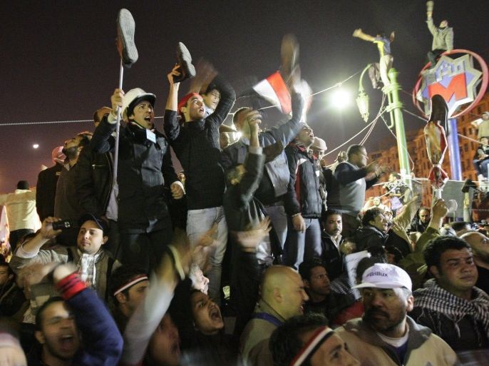 (FILE) - A file photograph dated 10 February 2011 shows Egyptian anti-government protesters in Tahrir Square, Cairo, Egypt. On the sixth anniversary of the 25 January 2011 uprising in Egypt Egyptian President Abdel Fattah al-Sisi said on an official televised address that '25 January 2011 revolution will remain a turning point in this country's history. More than 800 people were killed and thousands injured during the 18-day uprising against the Egyptian regime which