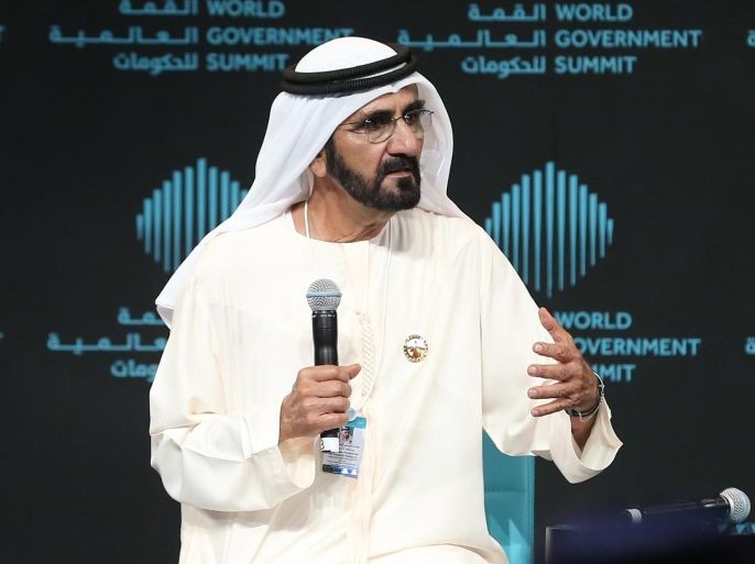 Sheikh Mohammed bin Rashid Al Maktoum, Vice President and Prime Minister of the UAE and Ruler of Dubai speaks during the World Government Summit 2017 at Madinat Jumeirah in Dubai, United Arab Emirates, 14 February 2017. The summit brings together over 4,000 attendees from more than 130 countries.