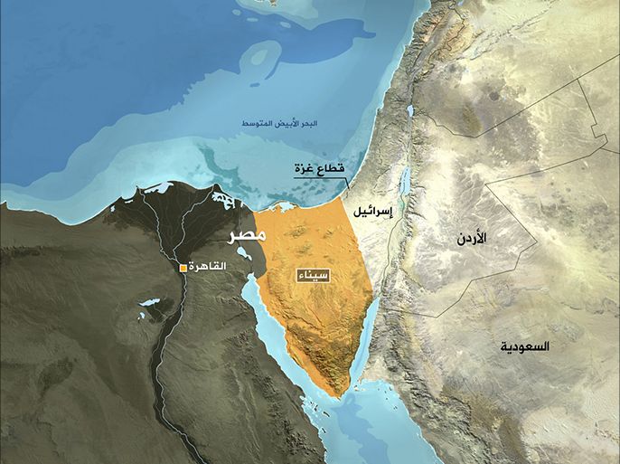 خريطة شبه جزيرة سيناء الصورة إرشيفية سبق نشرها بالموقع