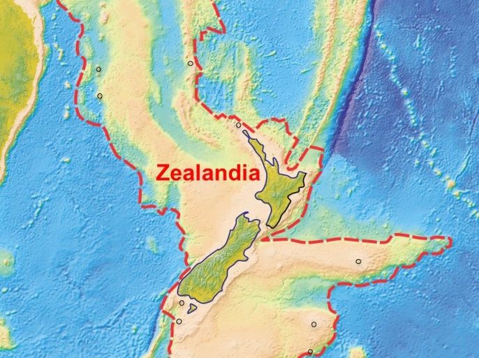 An illustration provided to Reuters February 18, 2017 shows what geologists are calling Zealandia, a continent two-thirds the size of Australia lurking beneath the waves in the southwest Pacific. Nick Mortimer/GNS Science Research Institute/Handout via REUTERS ATTENTION EDITORS - THIS IMAGE WAS PROVIDED BY A THIRD PARTY. EDITORIAL USE ONLY. NO RESALES. NO ARCHIVE.