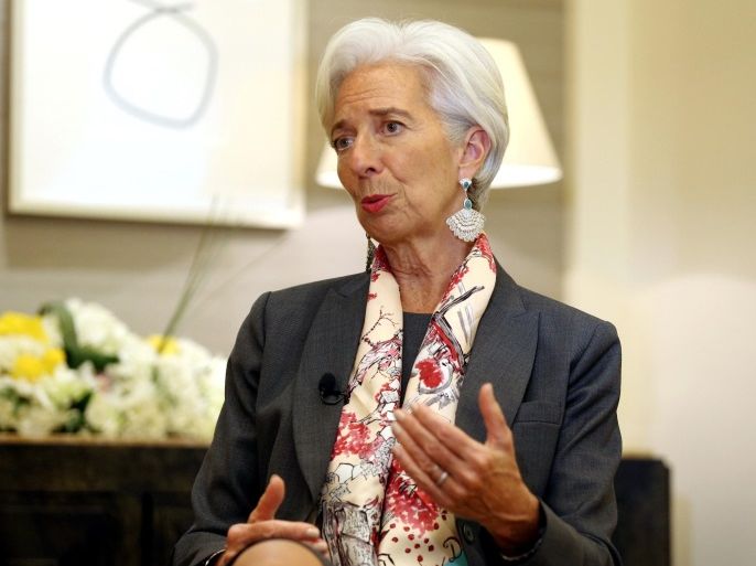 IMF Managing Director Christine Lagarde gestures during an interview with Reuters in Dubai, United Arab Emirates February 13, 2017. REUTERS/Stringer