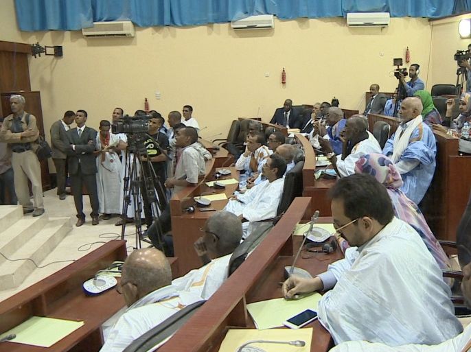 جانب من جلسة مجلس الشيوخ الموريتاني خلال مناقشة التعديلات الدستورية