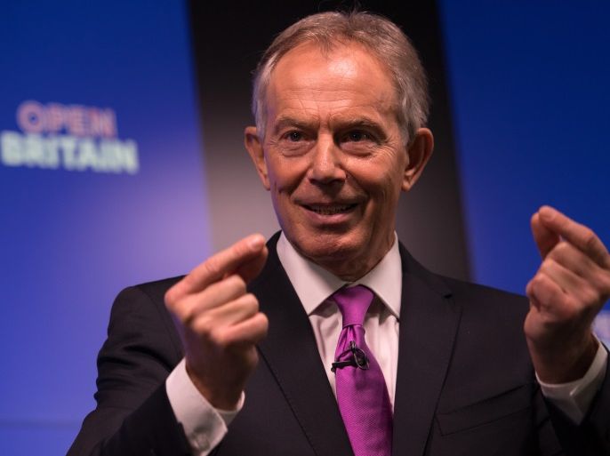 LONDON, ENGLAND - FEBRUARY 17: Former British Prime Minister Tony Blair delivers a keynote speech at a pro-EU event on February 17, 2017 in London, England. Mr Blair claimed that people voted in the referendum without knowledge of the true terms of Brexit and urged people to change their minds and rise up against Brexit. (Photo by Carl Court/Getty Images)