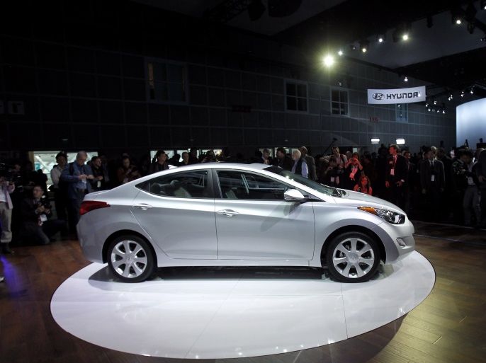 The 2011 Hyundai Elantra is unveiled at the LA Auto Show in Los Angeles November 18, 2010. REUTERS/Mario Anzuoni (UNITED STATES - Tags: BUSINESS TRANSPORT)