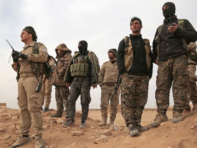 Syrian Democratic Forces (SDF) fighters gather during an offensive against Islamic State militants in northern Raqqa province, Syria February 8, 2017. REUTERS/Rodi Said