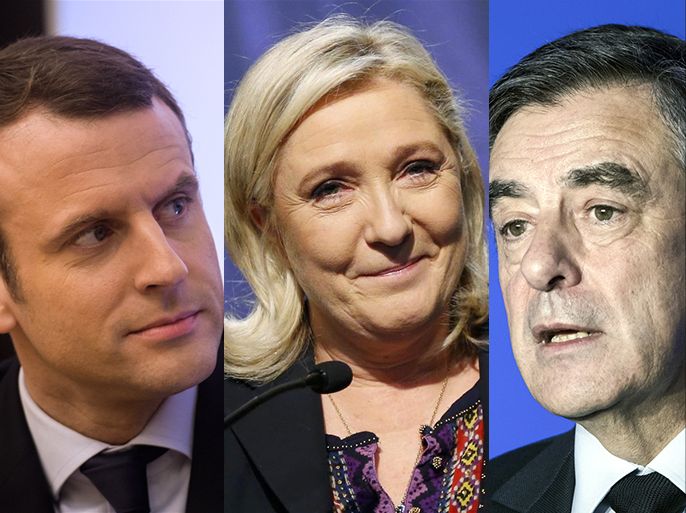 (كومبو) يجمع بين المرشحين الثلاثة للرئاسة الفرنسية marine le pen Emmanuel macron francois fillon