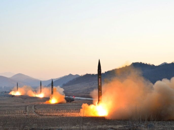 North Korean leader Kim Jong Un supervised a ballistic rocket launching drill of Hwasong artillery units of the Strategic Force of the KPA on the spot in this undated photo released by North Korea's Korean Central News Agency (KCNA) in Pyongyang March 7, 2017. KCNA/via REUTERSATTENTION EDITORS - THIS PICTURE WAS PROVIDED BY A THIRD PARTY. REUTERS IS UNABLE TO INDEPENDENTLY VERIFY THE AUTHENTICITY, CONTENT, LOCATION OR DATE OF THIS IMAGE. FOR EDITORIAL USE ONLY. NOT FOR