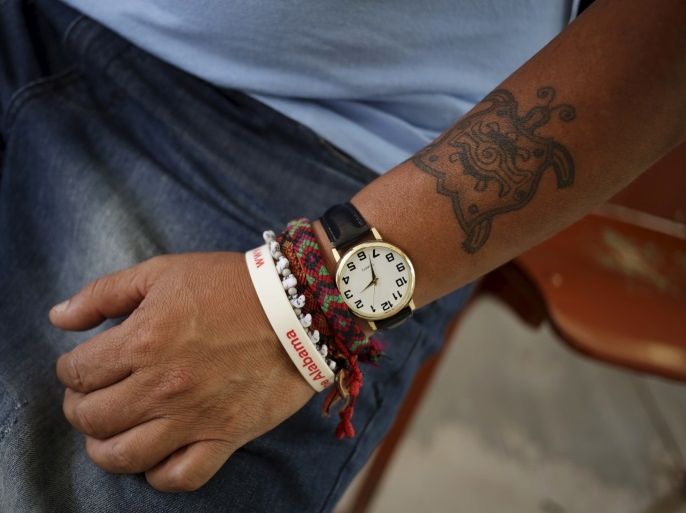 Clemente Rodriguez, father of Christian Rodriguez, one of the 43 missing students of the Ayotzinapa teachers' training college, shows his forearm tattoed with a tortoise, the symbol of the college, in Tixtla, on the outskirts oft Chilpancingo, in the Mexican state of Guerrero, August 17, 2015. Mexico's investigation into the abduction and apparent massacre of 43 students last year is plagued with errors and omissions and key parts may need to be redone, a review of th
