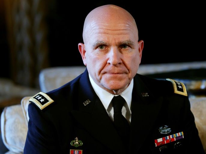 Newly named National Security Adviser Army Lt. Gen. H.R. McMaster listens as U.S. President Donald Trump makes the announcement at his Mar-a-Lago estate in Palm Beach, Florida U.S. February 20, 2017. REUTERS/Kevin Lamarque