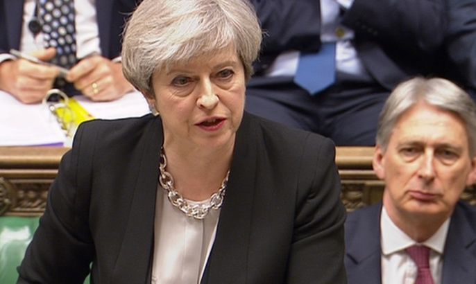 A still image from a video footage shows Britain's Prime Minister Theresa May addressing the House of Commons in central London April 19, 2017. May on Wednesday asked parliament to back her call for an early national election, saying the result would help unify parliament behind her Brexit plan and prevent instability. Parbul TV/Handout via Reuters TV ATTENTION EDITORS - THIS IMAGE WAS PROVIDED BY A THIRD PARTY. EDITORIAL USE ONLY