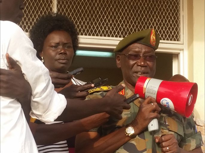 جوبا . جنوب السودان . الجنرال فول ملونق خلال مخاطبته لتجمع شبابي في العاصمة جوبا .