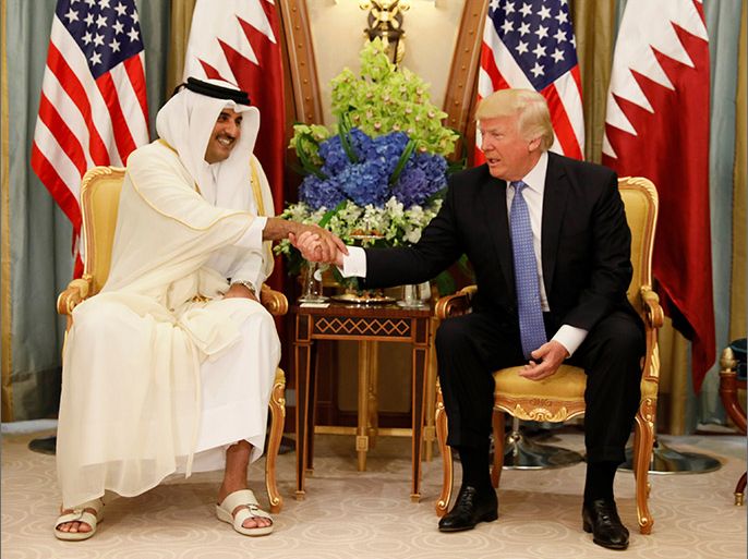 QatarÕs Emir Sheikh Tamim Bin Hamad Al-Thani meets with U.S. President Donald Trump in Riyadh, Saudi Arabia, May 21, 2017. REUTERS/Jonathan Ernst