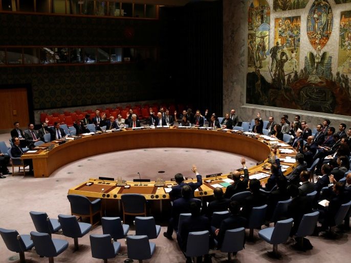 The United Nations Security Council votes on a resolution to expand its North Korean blacklist after the Asian state's repeated missile tests, at the U.N. headquarters in New York, U.S., June 2, 2017. REUTERS/Mike Segar