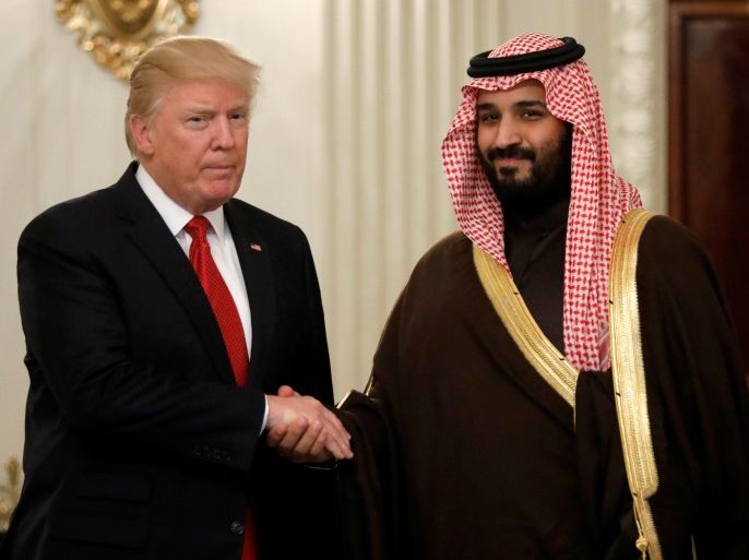 U.S. President Donald Trump and Saudi Deputy Crown Prince and Minister of Defense Mohammed bin Salman meet at the White House in Washington, U.S., March 14, 2017. REUTERS/Kevin Lamarque