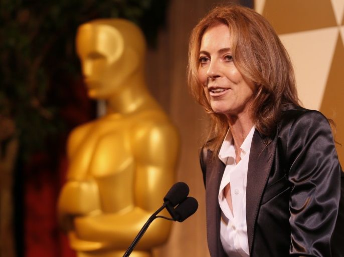 Director Kathryn Bigelow presents director Rithy Panh, whose Cambodian film