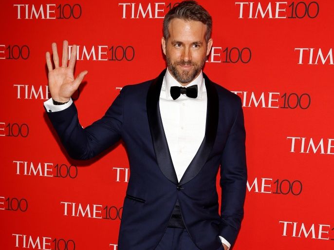Actor Ryan Reynolds arrives for the Time 100 Gala in the Manhattan borough of New York, New York, U.S. April 25, 2017. REUTERS/Carlo Allegri