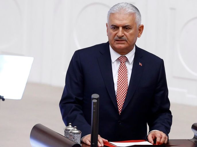 Turkey's Prime Minister Binali Yildirim speaks during a special debate to commemorate the attempted coup on its first anniversary at the Turkish parliament in Ankara, Turkey July 15, 2017. REUTERS/Umit Bektas