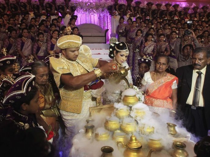 من طقوس الزواج لدى طبقة الأثرياء في سريلانكا