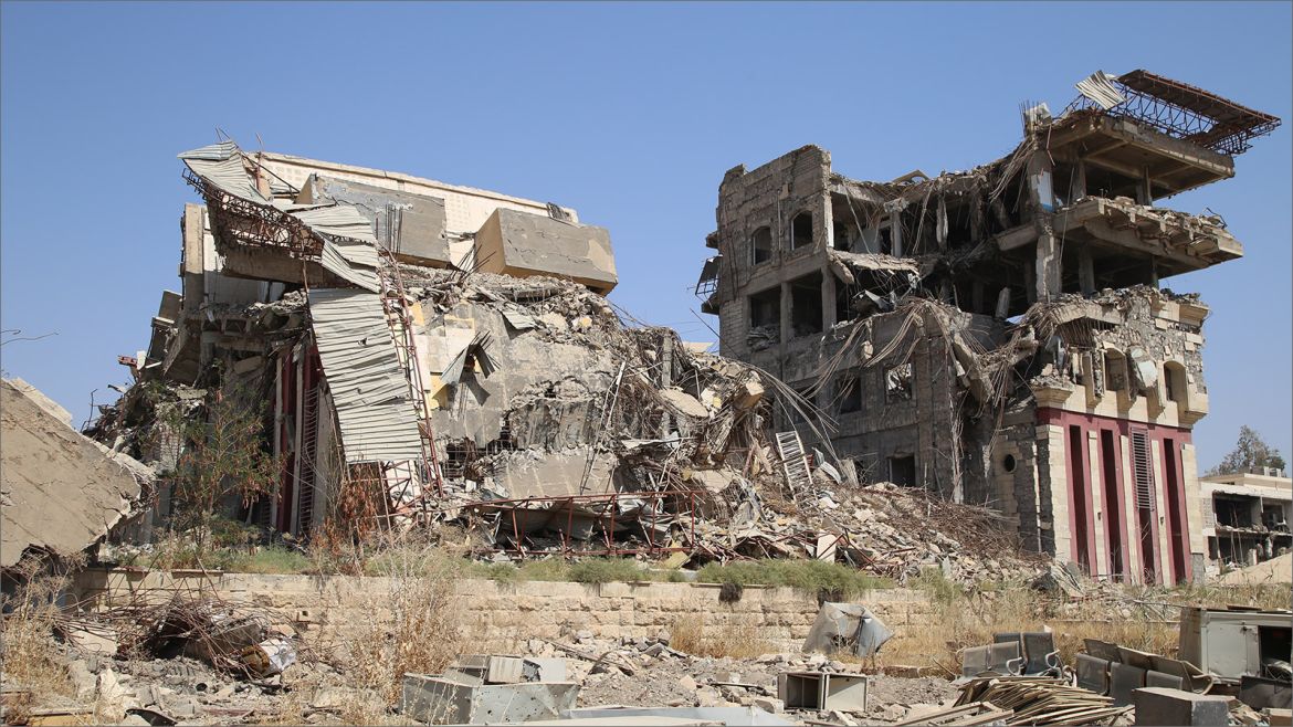 جزء من الدمار الذي أصاب مباني جامعة الموصل
