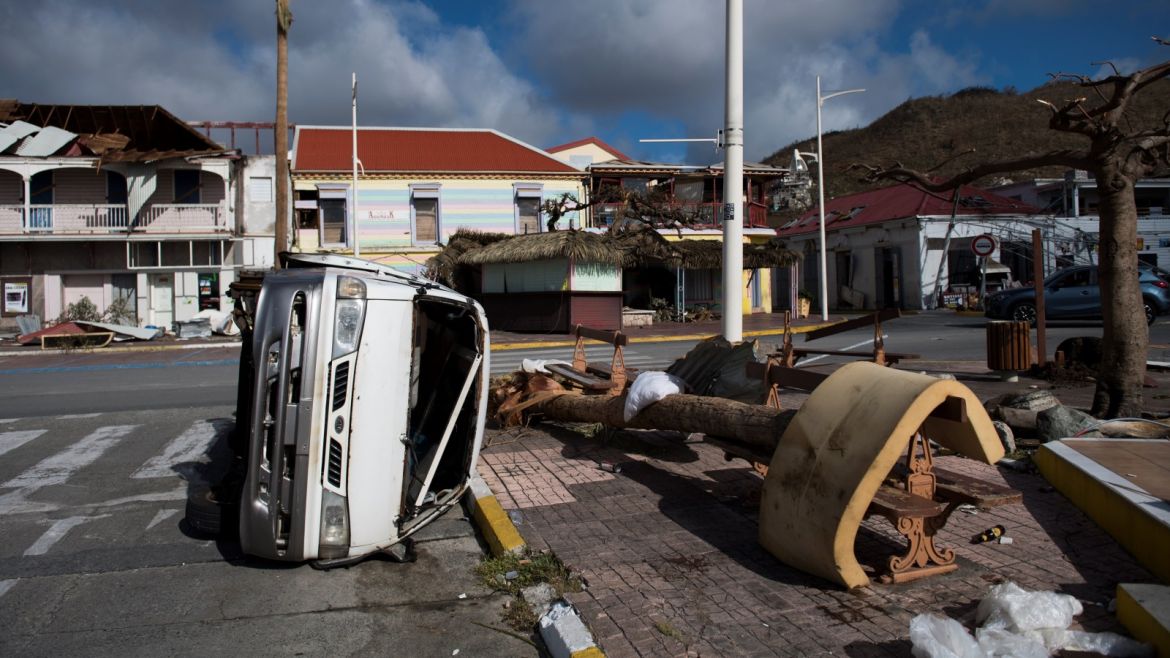 The Fort Louis Marina in Marigot is seen on September 8, 2017 in Saint-Martin island, devastated by Hurricane Irma.  Officials on the island of Guadeloupe, where French aid efforts are being coordinated, suspended boat crossings to the hardest-hit territories of St. Martin and St. Barts where 11 people have died. Two days after Hurricane Irma swept over the eastern Caribbean, killing at least 17 people and devastating thousands of homes, some islands braced for a second battering from Hurricane Jose this weekend. / AFP PHOTO / Martin BUREAU        (Photo credit should read MARTIN BUREAU/AFP/Getty Images)