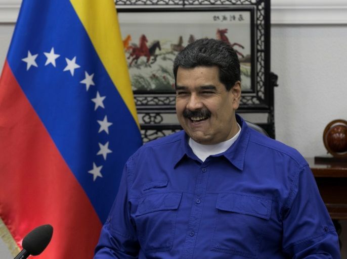 Venezuela's President Nicolas Maduro speaks during a meeting with ministers at Miraflores Palace in Caracas, Venezuela September 12, 2017. Miraflores Palace/Handout via REUTERS ATTENTION EDITORS - THIS PICTURE WAS PROVIDED BY A THIRD PARTY.