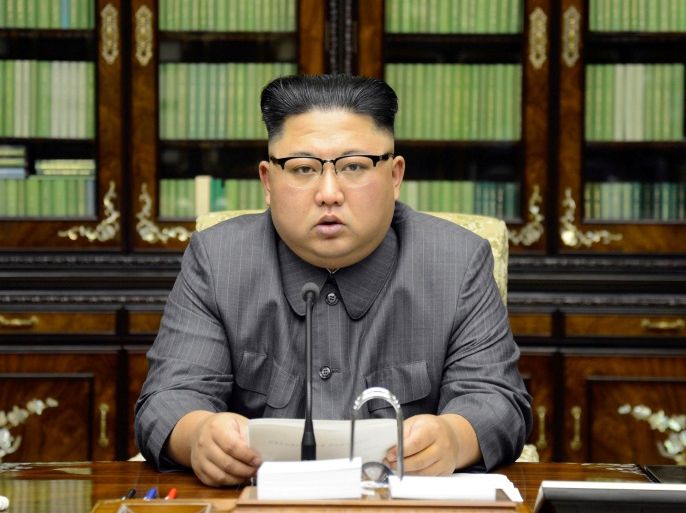 North Korea's leader Kim Jong Un makes a statement regarding U.S. President Donald Trump's speech at the U.N. general assembly, in this undated photo released by North Korea's Korean Central News Agency (KCNA) in Pyongyang September 22, 2017. KCNA via REUTERS ATTENTION EDITORS - THIS PICTURE WAS PROVIDED BY A THIRD PARTY. REUTERS IS UNABLE TO INDEPENDENTLY VERIFY THIS IMAGE. NO THIRD PARTY SALES. SOUTH KOREA OUT. TPX IMAGES OF THE DAY