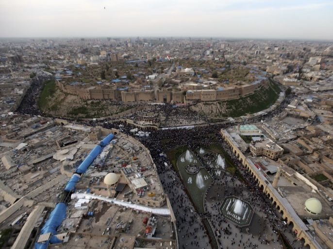 An aerial view of the city of Arbil, the capital of the autonomous Kurdistan region, about 350 km (217 miles) north of Baghdad, March 19, 2013. Picture taken March 19, 2013. REUTERS/Azad Lashkari (IRAQ - Tags: CITYSCAPE)
