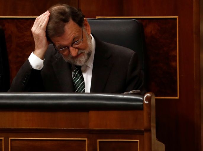 Spanish Prime Minister Mariano Rajoy gestures during a parliamentary session in Madrid, Spain, October 18, 2017. REUTERS/Juan Medina