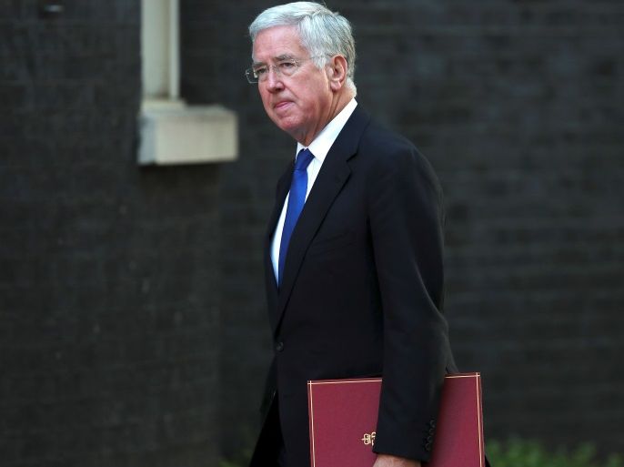 Michael Fallon, Britain's Secretary of State for Defence, arrives at a cabinet meeting in Downing Street, London September 12, 2017. REUTERS/Hannah Mckay