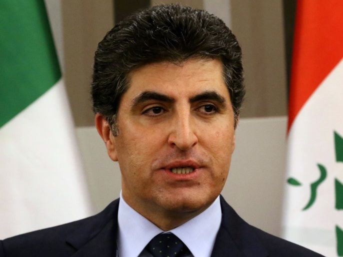 Nechirvan Barzani, Prime Minister of Iraq's autonomous Kurdish region gives a speech during the opening ceremony of the Italian Consulate in Arbil, the capital of the autonomous Kurdish region of northern Iraq, on December 22, 2015. AFP PHOTO/SAFIN HAMED / AFP / SAFIN HAMED (Photo credit should read SAFIN HAMED/AFP/Getty Images)