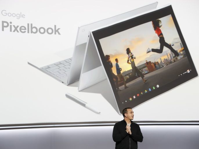 Google product manager Matt Vokoun speaks about the Pixelbook laptop during a launch event in San Francisco, California, U.S. October 4, 2017. REUTERS/Stephen Lam