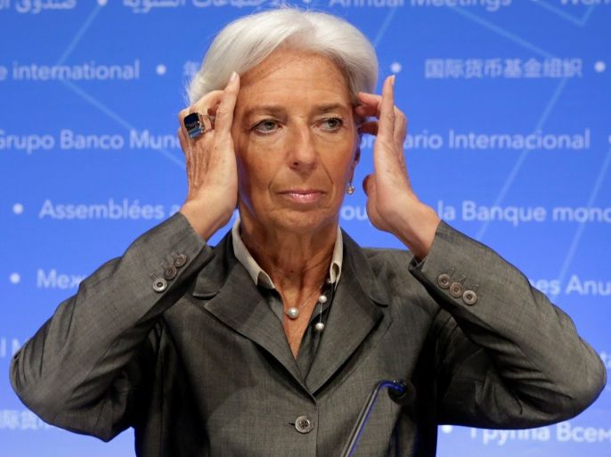 International Monetary Fund (IMF) Managing Director Christine Lagarde attends a news conference after IMFC plenary during the IMF/World Bank annual meetings in Washington, U.S., October 14, 2017. REUTERS/Yuri Gripas