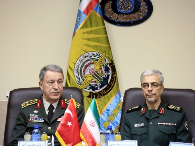 Turkish Chief of Staff General Hulusi Akar meets with his Iranian counterpart Major General Mohammad Baqeri in Tehran