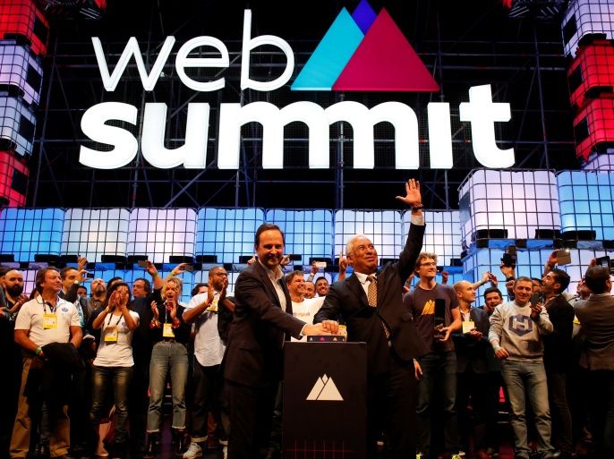 Lisbon City Mayor, Fernando Medina, and Portugal's Prime Minister, Antonio Costa, during the inauguration of Web Summit, Europe's biggest tech conference, in Lisbon, Portugal, November 6, 2017. REUTERS/Pedro Nunes