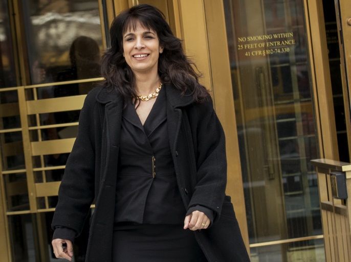 Nitsana Darshan-Leitner, a lawyer for families suing over attacks attributed to the al-Aqsa Martyrs Brigades and Hamas, exits the Manhattan Federal Courthouse following a jury's decision in New York February 23, 2015. A U.S. jury on Monday ordered the Palestine Liberation Organization (PLO) and the Palestinian Authority to pay more than $218 million for providing material support to terrorists, a victory for Americans suing over attacks in the Jerusalem area more than