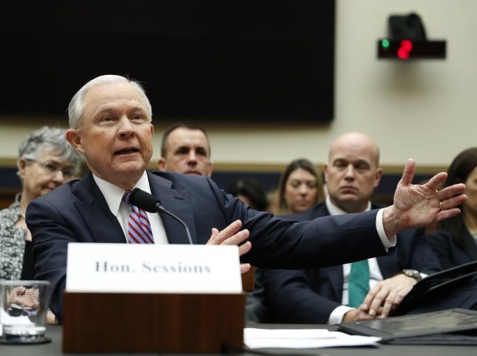 U.S. Attorney General Jeff Sessions testifies before a House Judiciary Committee hearing on oversight of the Justice Department on Capitol Hill in Washington, U.S., November 14, 2017. REUTERS/Aaron P. Bernstein