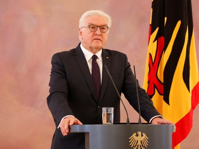 German President Frank-Walter Steinmeier gives a statement after a meeting with Chancellor Angela Merkel, as coalition government talks collapsed in Berlin, Germany, November 20, 2017. REUTERS/Axel Schmidt