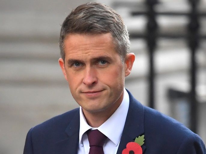 Britain's Secretary of State for Defence Gavin Williamson is seen in Downing Street, London, Britain, November 2, 2017. REUTERS/Toby Melville