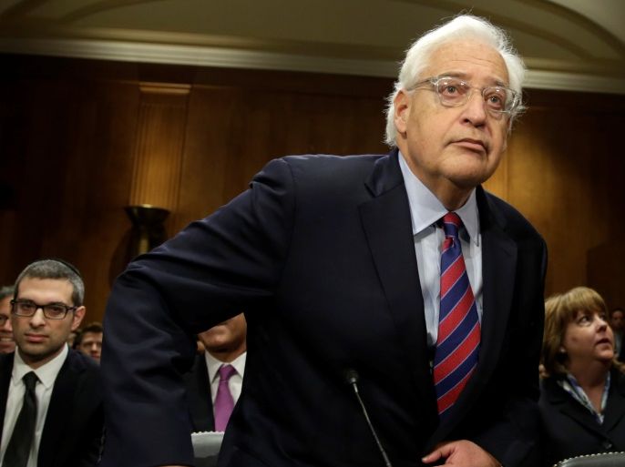 David Friedman arrives for a Senate Foreign Relations Committee hearing on his nomination to be U.S. ambassador to Israel, on Capitol Hill in Washington, U.S., February 16, 2017. REUTERS/Yuri Gripas