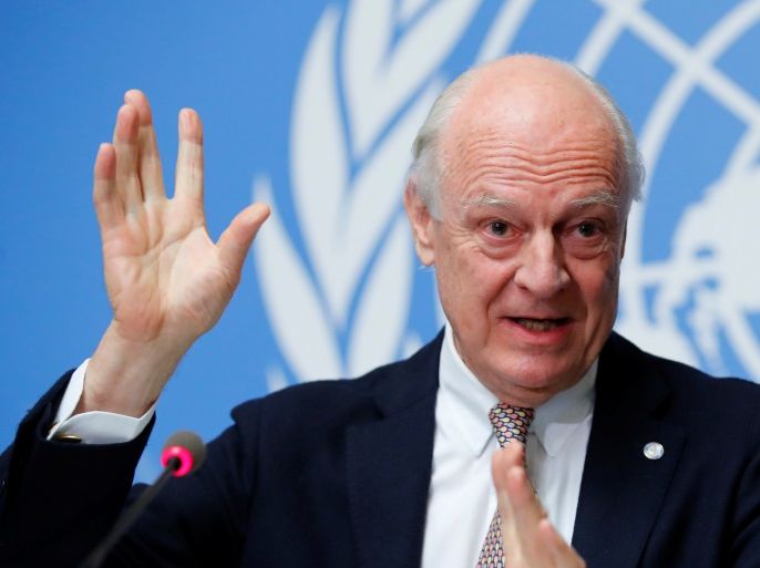 United Nations Special Envoy for Syria Staffan de Mistura attends a news conference after meetings during the Intra Syria talks in Geneva, Switzerland November 30, 2017. REUTERS/Denis Balibouse