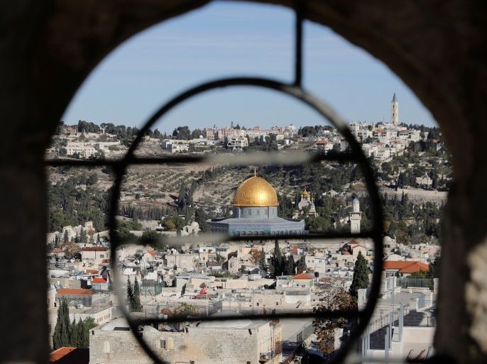 A general view shows the Dome of the Rock and Jerusalem's Old City from David Tower December 4, 2017. REUTERS/Ronen Zvulun