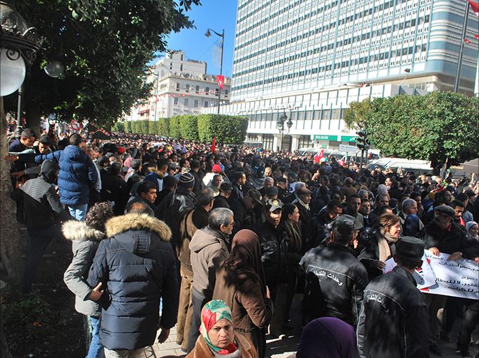 جانب من الاحتجاجات في عيد الثورة/العاصمة تونس/يناير/كانون الثاني 2018