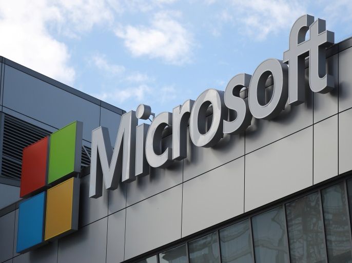 A Microsoft logo is seen in Los Angeles, California U.S. November 7, 2017. REUTERS/Lucy Nicholson