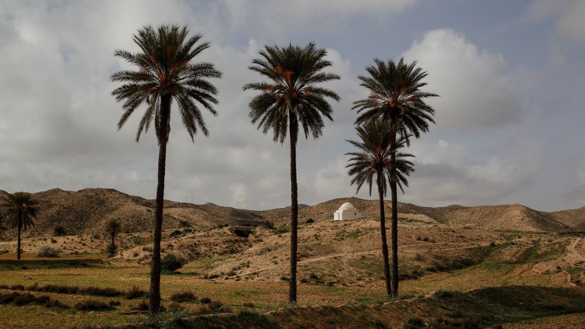 A zaouia stands near to troglodyte houses on the outskirts of Matmata, Tunisia, February 4, 2018. REUTERS/Zohra Bensemra  SEARCH