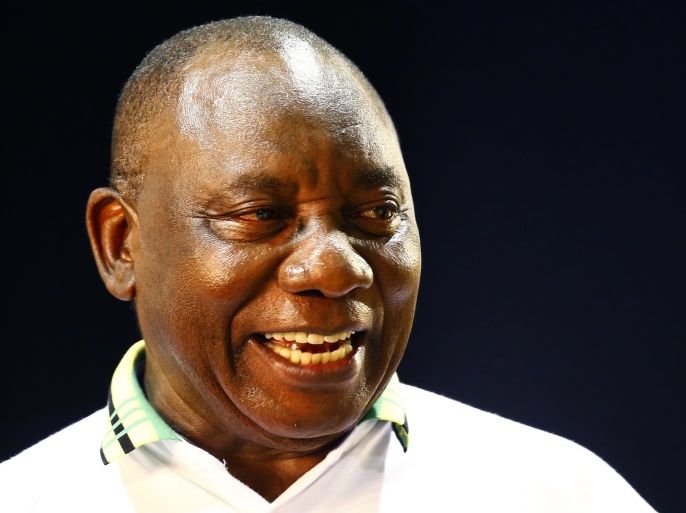 epa06527631 (FILE) - (FILE) New ANC President Cyril Ramaphosa after winning the presidential race during the 54th ANC National Conference held at the NASREC Convention Centre, Johannesburg , South Africa, 18 December 2017