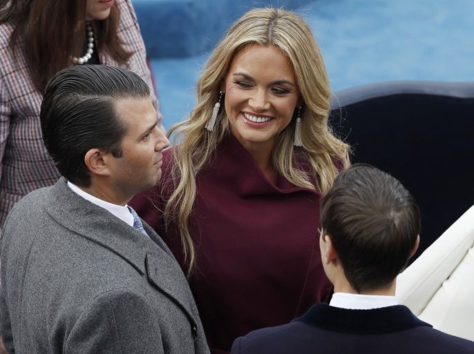 Donald Trump Jr. and his wife Vanessa speak with Jared Kushner during inauguration ceremonies for the swearing in of Donald Trump as the 45th president of the United States on the West front of the U.S. Capitol in Washington, U.S., January 20, 2017. REUTERS/Brian Snyder